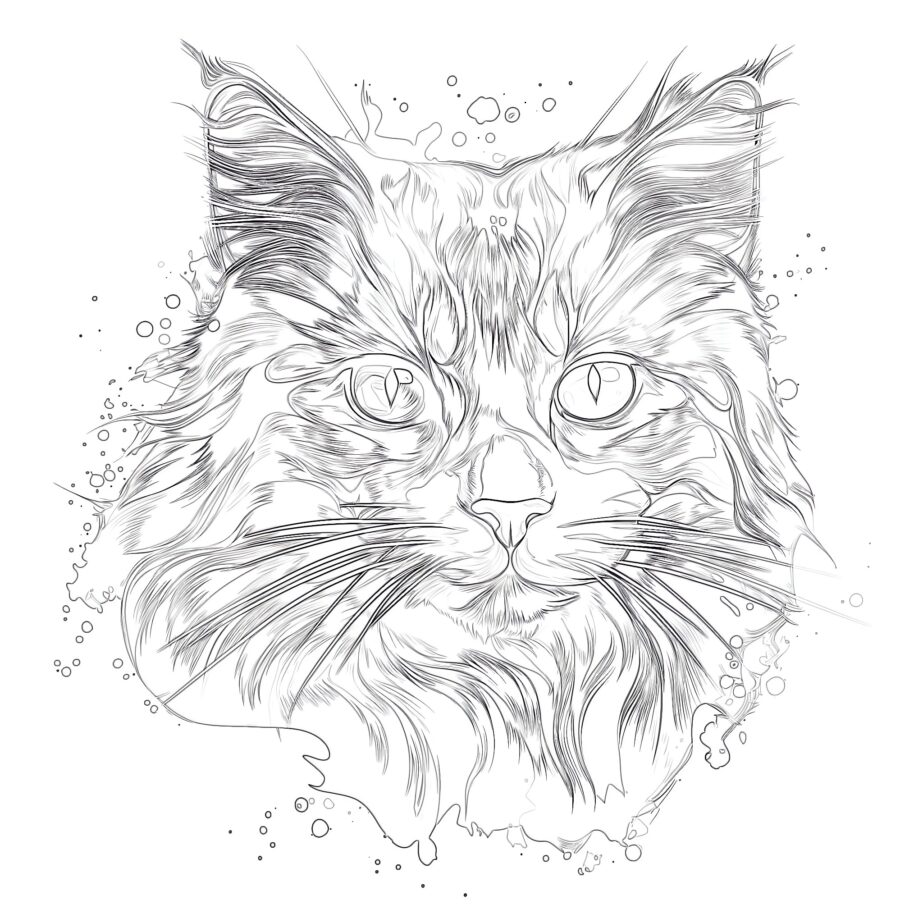 Cat Coloring Page Realistic