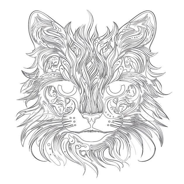 Online Coloring Cat Coloring - Cat Coloring Pages Adult 630x630