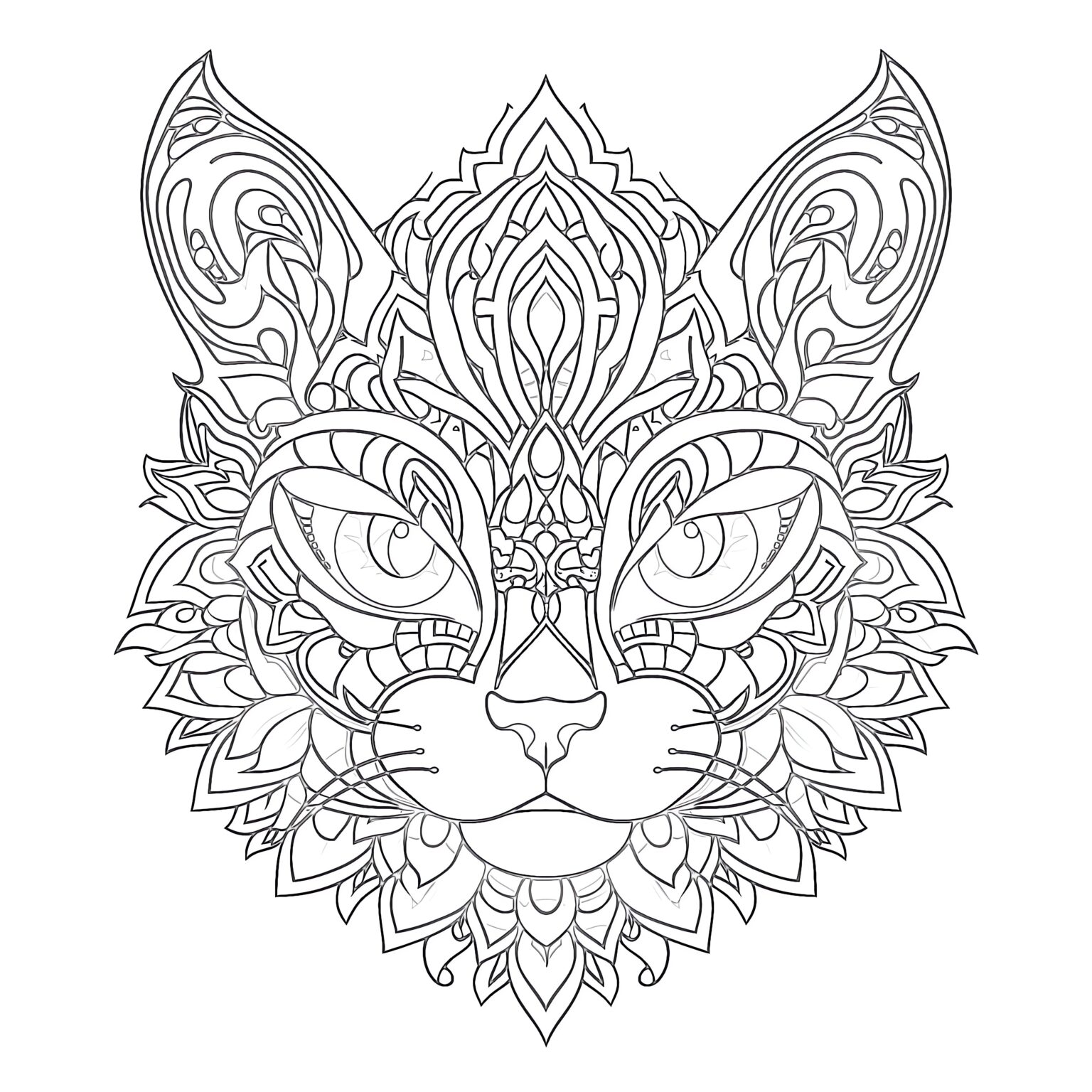 Cat mandala coloring page coloring pages mimi panda