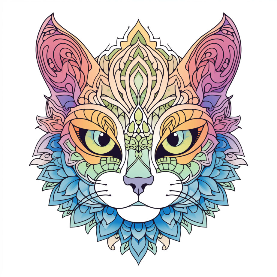 Mandala de Gato Para Colorear 2