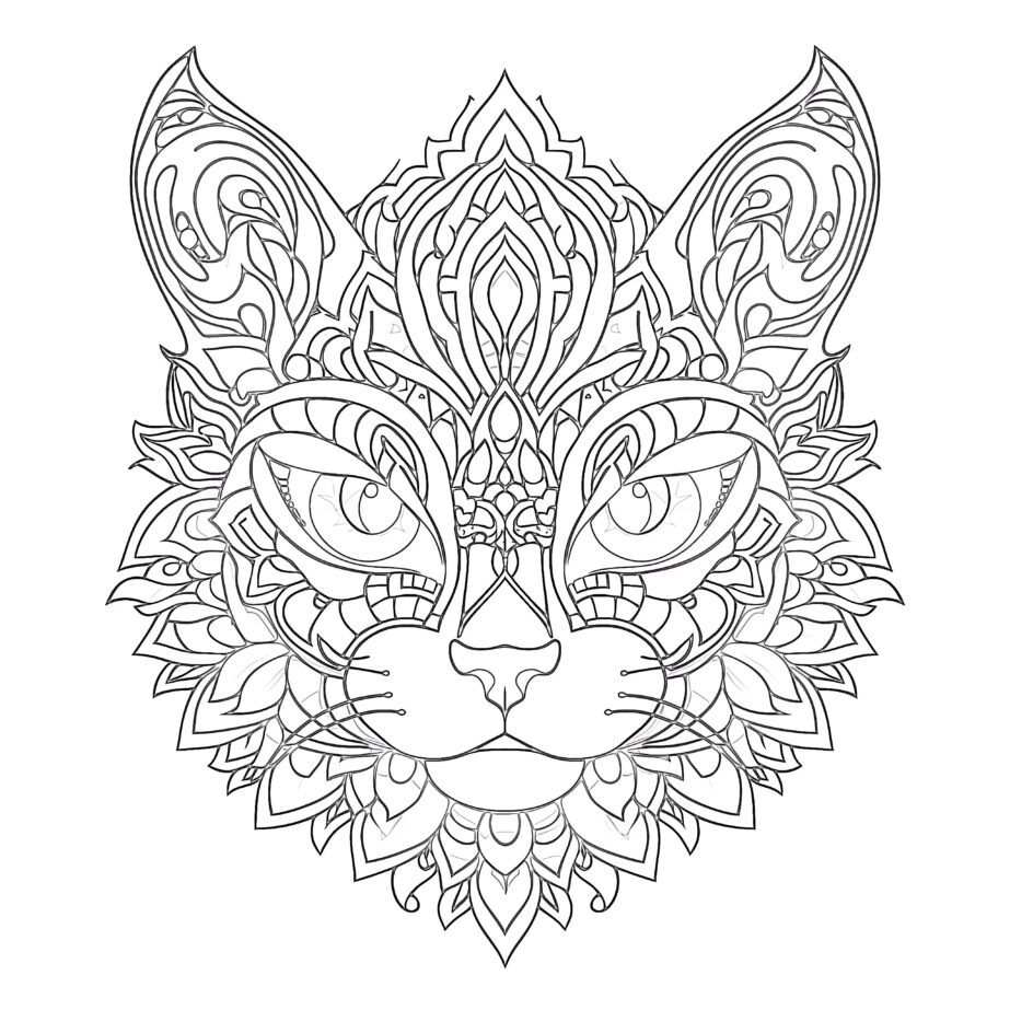Mandala de Gato Para Colorear