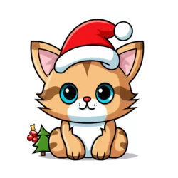 Christmas Cat Coloring Page - Origin image