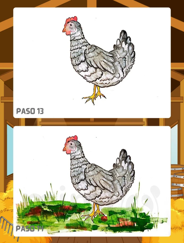 Cómo Dibujar un Pollo Paso 13 14