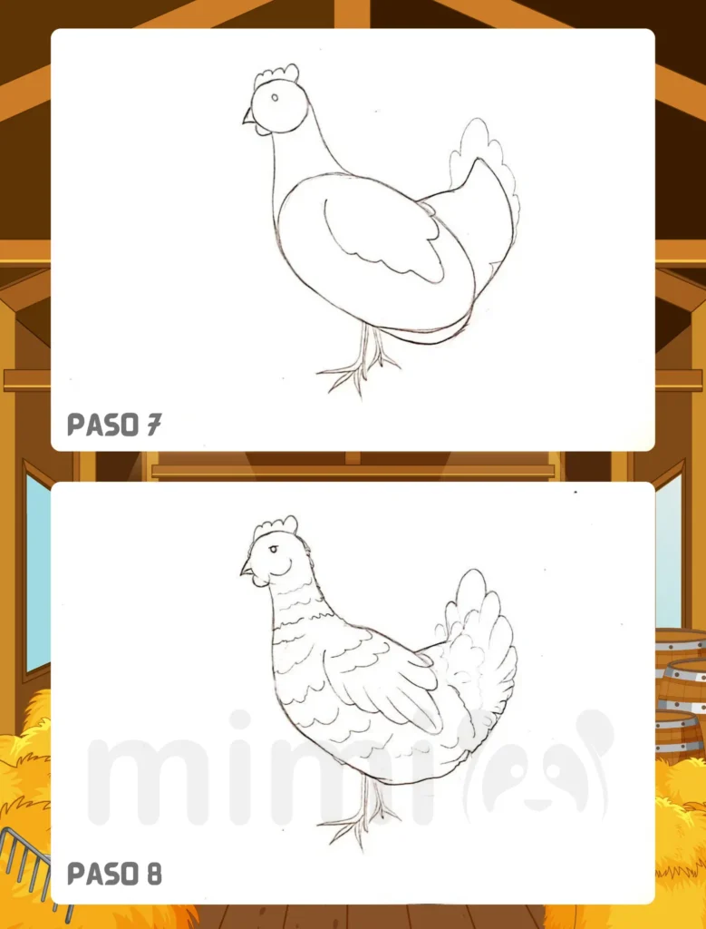 Cómo Dibujar un Pollo Paso 7 8