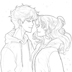Cute Anime Couple - Printable Coloring page