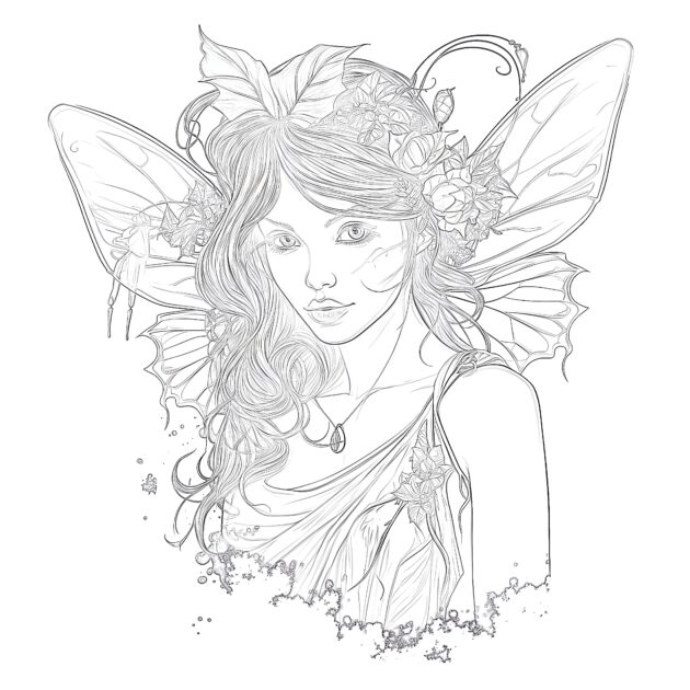 Fairy Adult Coloring Page | Coloring Pages Mimi Panda