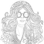 Femme Hippie Adulte Page de Coloriage