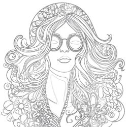 Femme Hippie Adulte Page de Coloriage - Page de coloriage imprimable