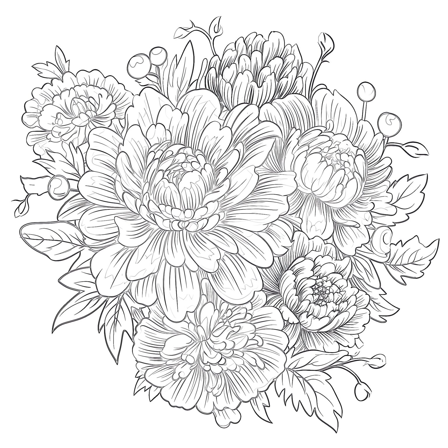 Flower Coloring Pages For Adults Coloring Pages Mimi Panda