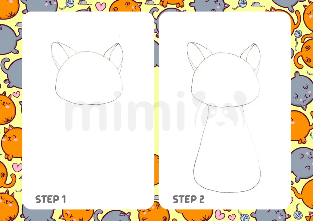 How to Draw a Cat Step 1 2