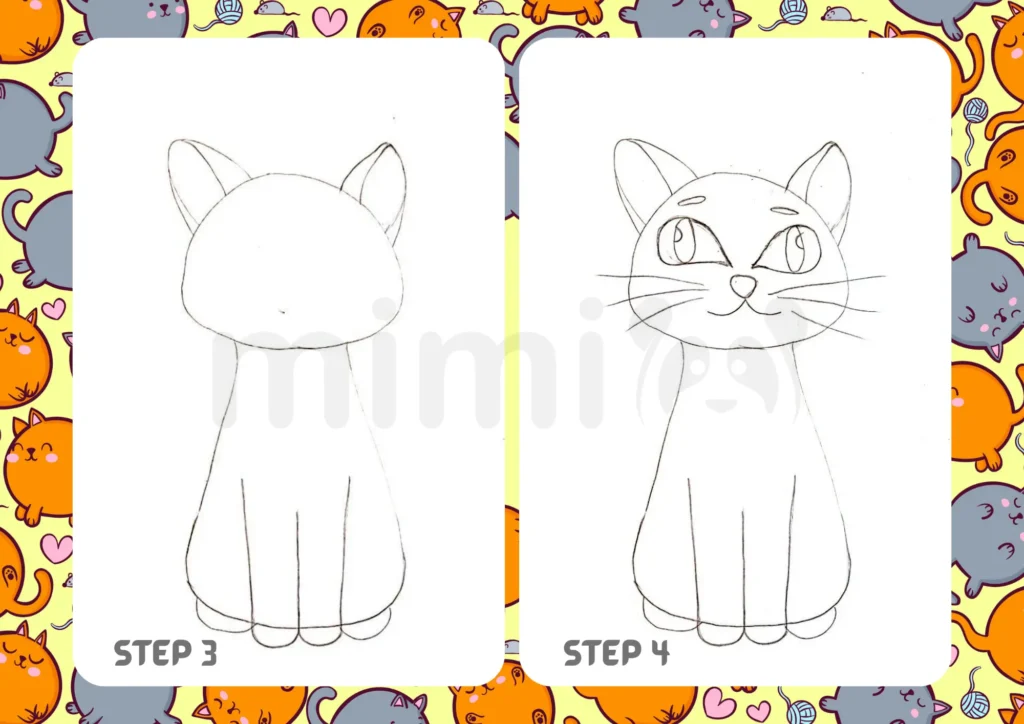How to Draw a Cat Step 3 4