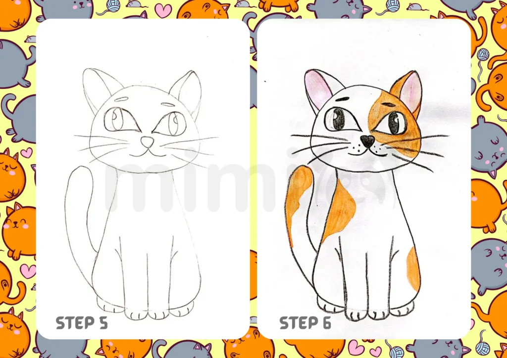 How to Draw a Cat Step 5 6