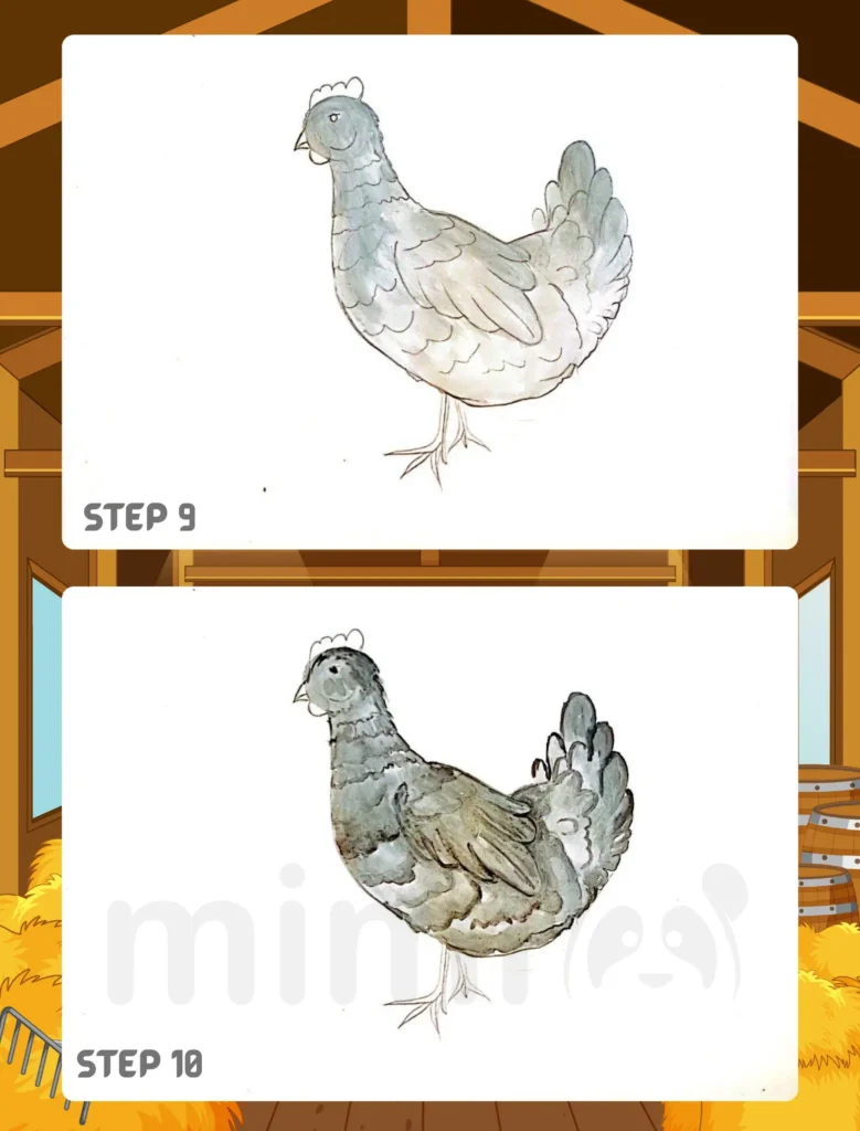 How to Draw a Chicken Step 9 10