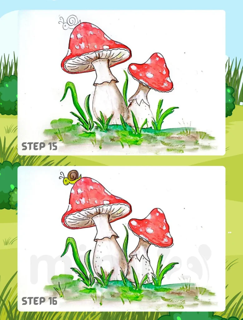 How to Draw A Mushroom Step 15 16