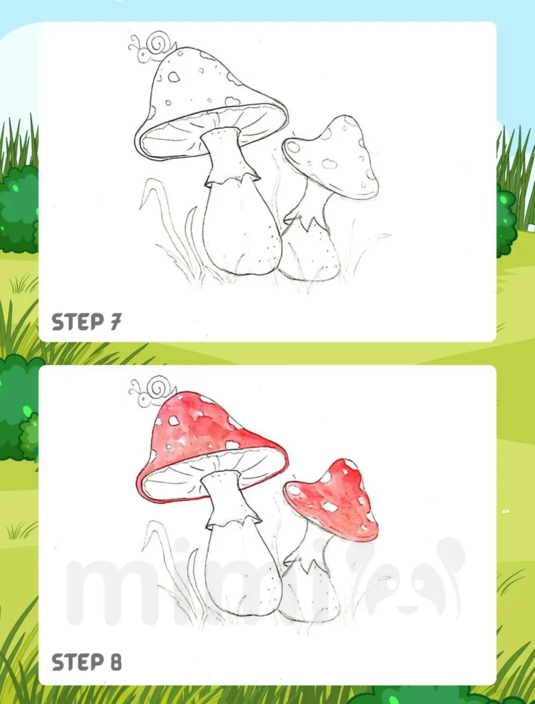 How to Draw A Mushroom Step 7 8