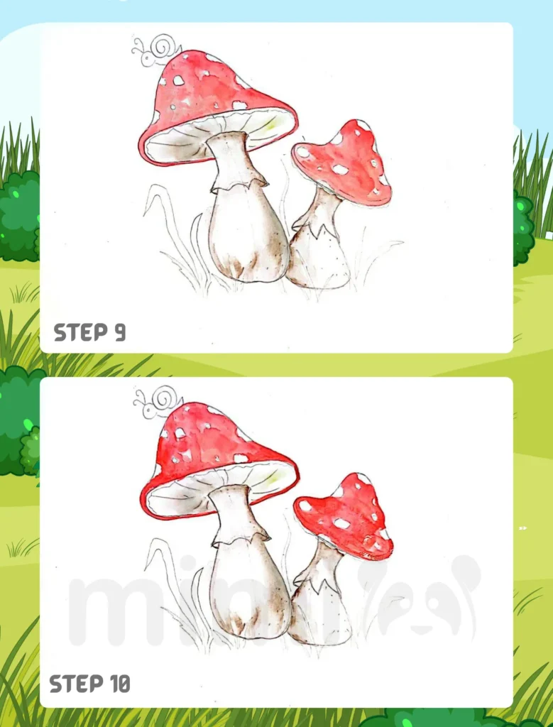How to Draw A Mushroom Step 9 10