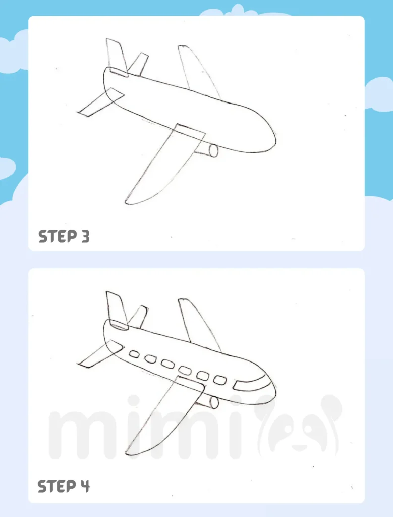 How to Draw a Plane A StepbyStep How to Mimi Panda