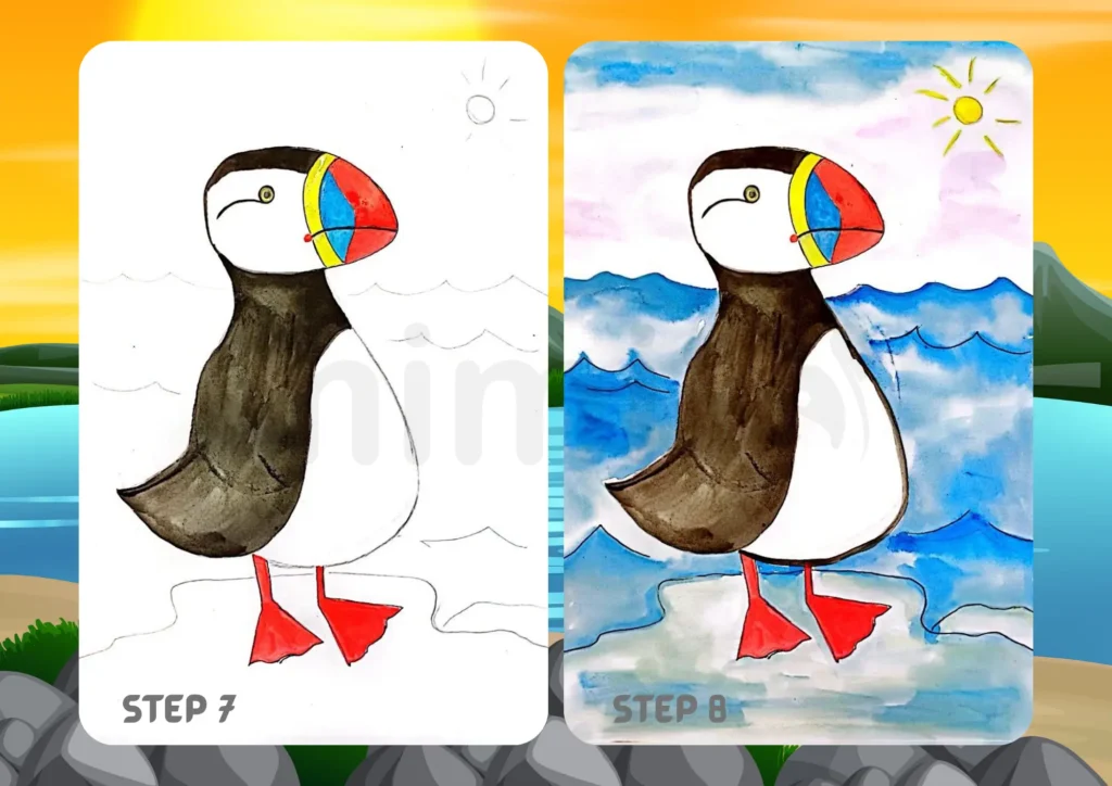 How to Draw a Puffin Step 7 8
