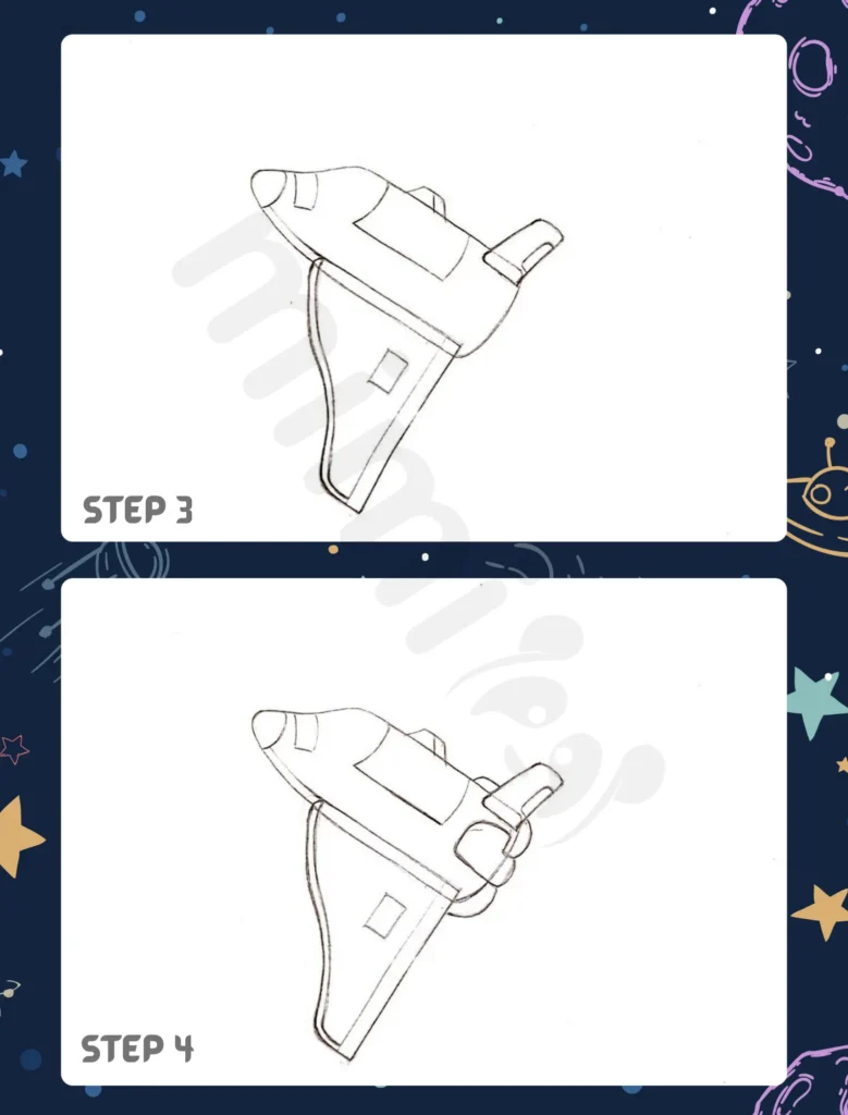 How to Draw a Rocket Ship Step 3 4