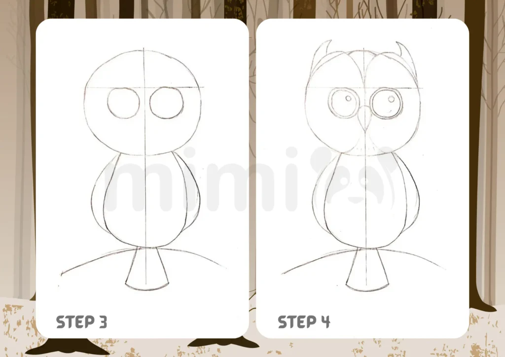How To Draw an Owl Step 3 4