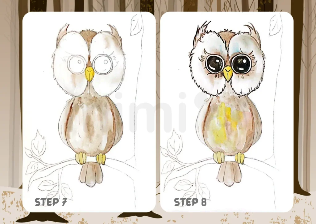 How To Draw an Owl Step 7 8