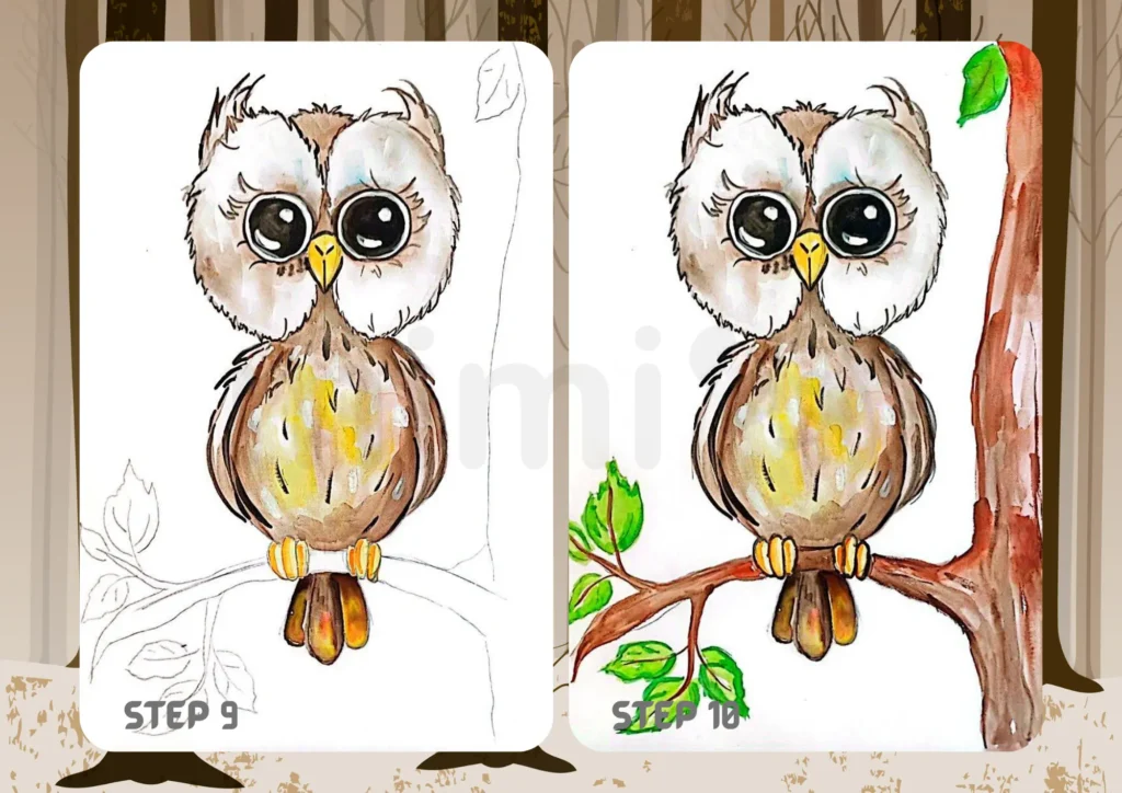 How To Draw an Owl Step 9 10