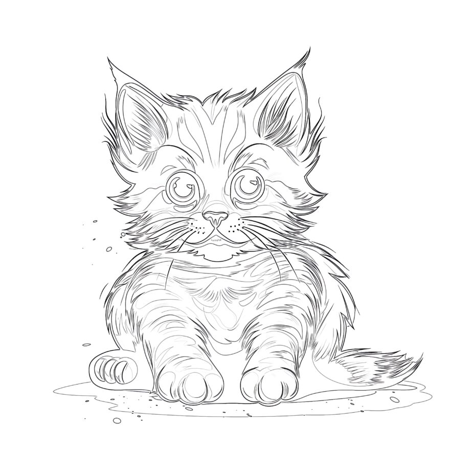 kitten cat coloring page
