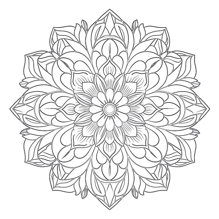 Mandala Adulto Flor Página Para Colorear