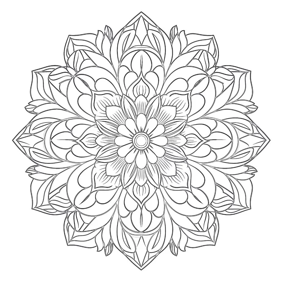 Mandala Adulto Flor Página Para Colorear