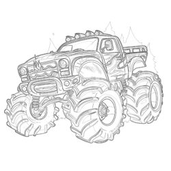 Monster Truck Coloring Page Fire Style - Printable Coloring page