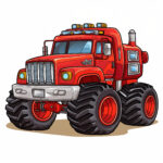 Monster Truck Coloring Page Firetruck 2