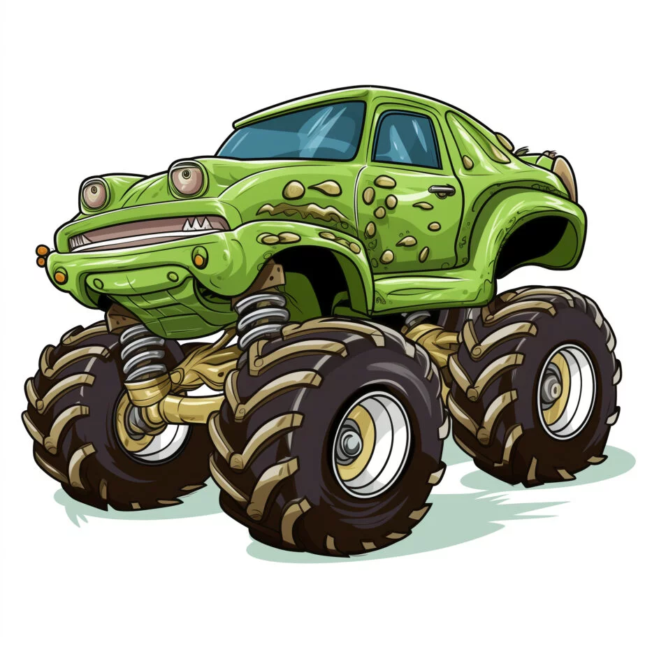 Monster Truck Coloring Page Frog Style 2
