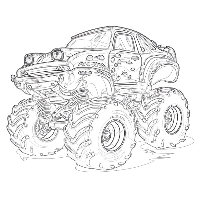 Monster Truck Coloring Page Frog Style | Coloring Pages Mimi Panda