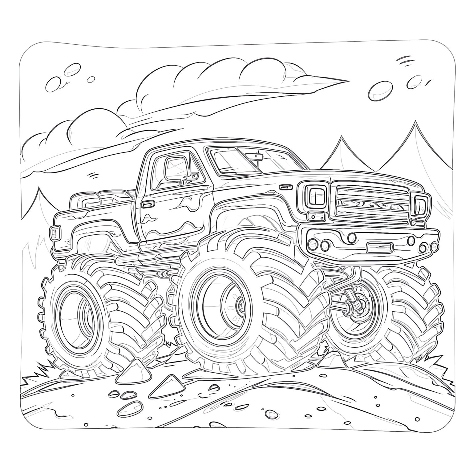 Printable Shark Monster Truck Coloring Page - Mimi Panda