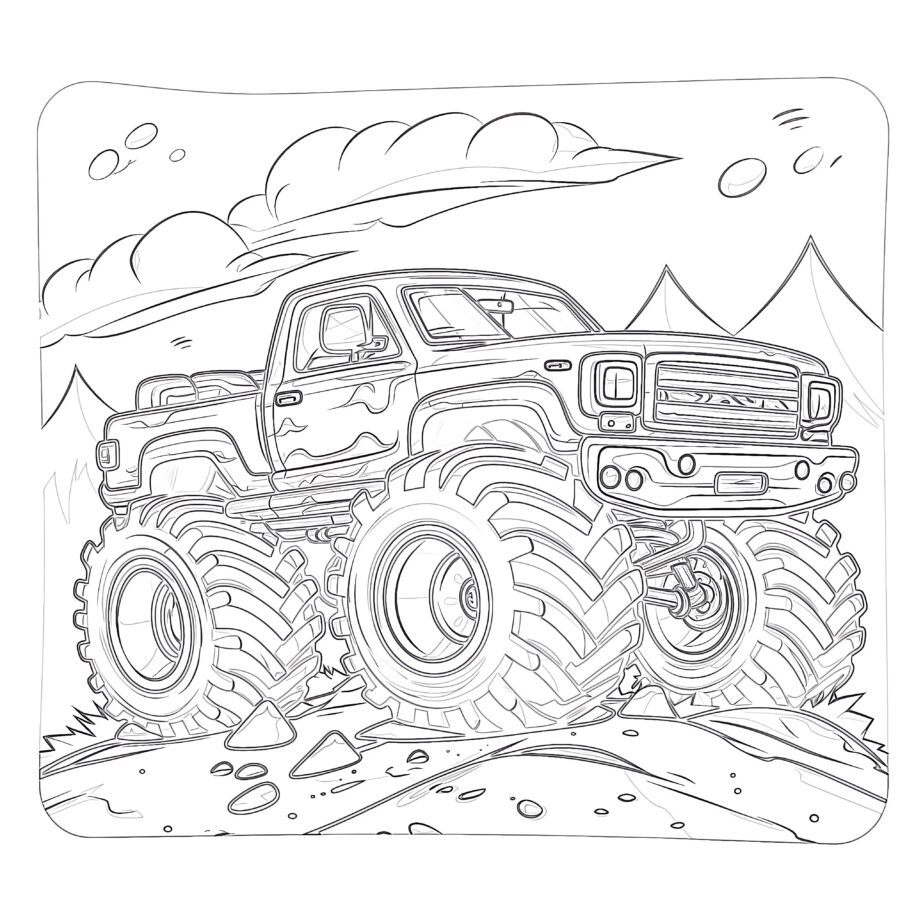 Monster Truck Coloring Page Orange Color