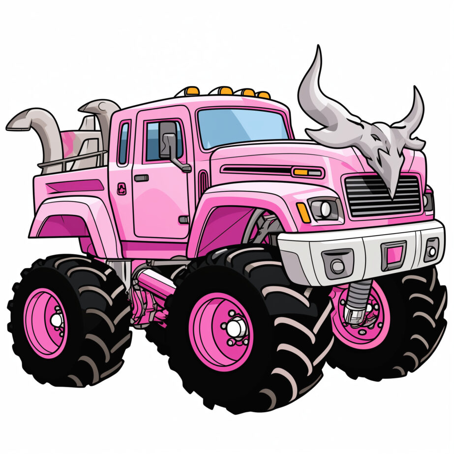 Monster Truck Coloring Page Pink Color 2