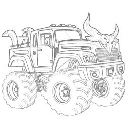 Monster Truck Coloring Page Pink Color - Printable Coloring page