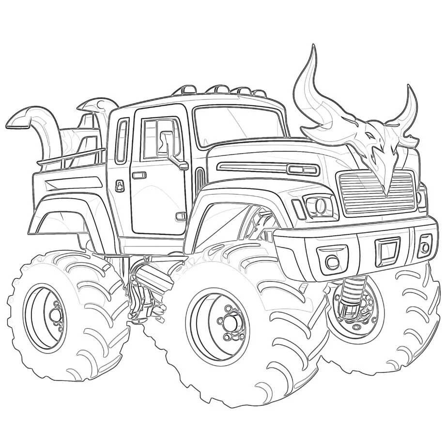 Monster Truck Coloring Page Pink Color