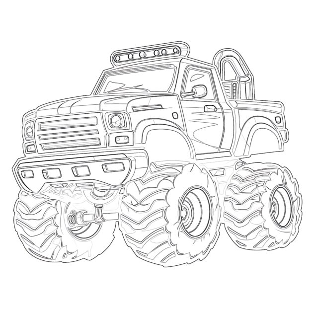 Monster Truck Coloring Page Police Car | Coloring Pages Mimi Panda