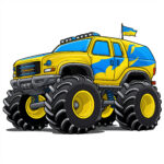 Monster Truck Coloring Page Ukraine Flag 2