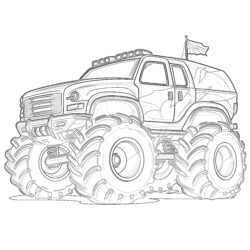 Monster Truck Coloring Page Ukraine Flag - Printable Coloring page