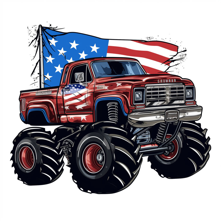 Monster Truck Coloring Page USA Flag 2Original image