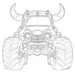 Monster Truck Coloring Page With Bull Horns