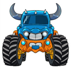 Monster Truck Coloring Page With Bull Horns - Origin image