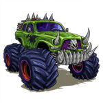 Monster Truck Coloring Page With Fangs 2