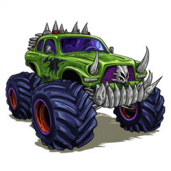 Monster Truck Coloring Page With Fangs - Origin image