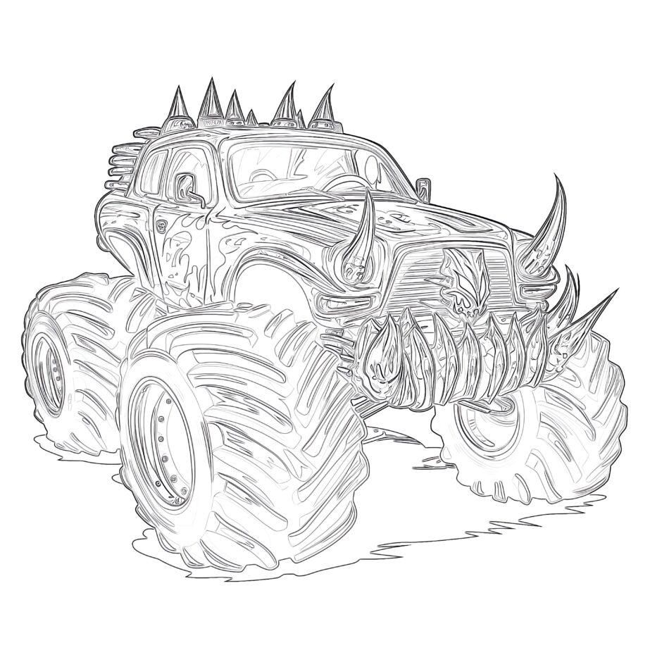 Monster Truck Coloring Page With Fangs