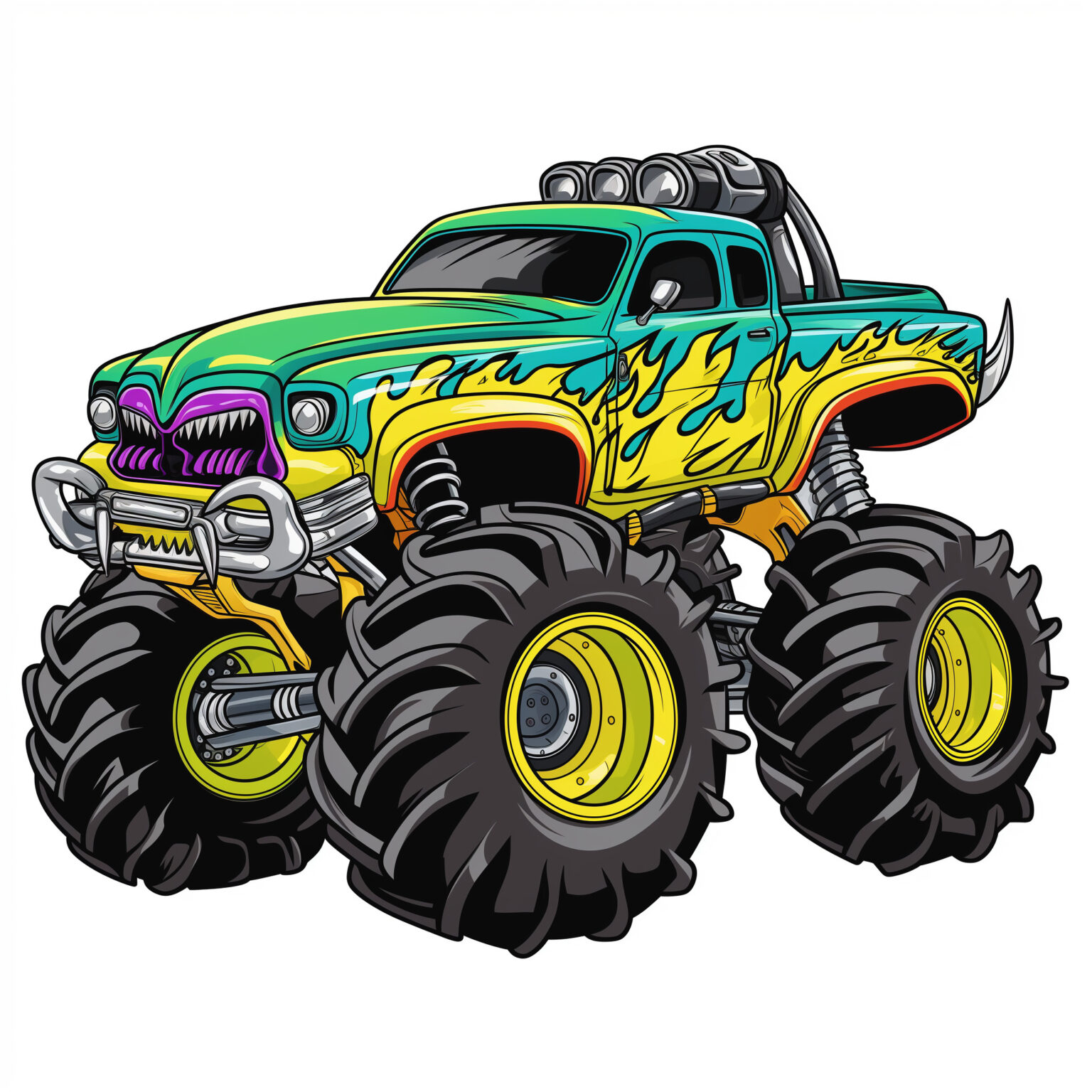 Printable Shark Monster Truck Coloring Page - Mimi Panda