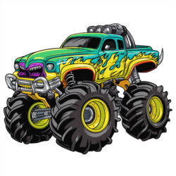 Monster Truck Coloring Page With Teeth - Origin image