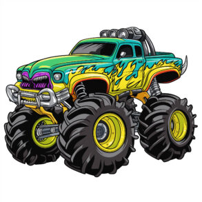 Monster Truck Coloring Page With Teeth | Coloring Pages Mimi Panda